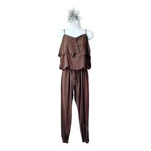 POL Brown Velour Romper medium